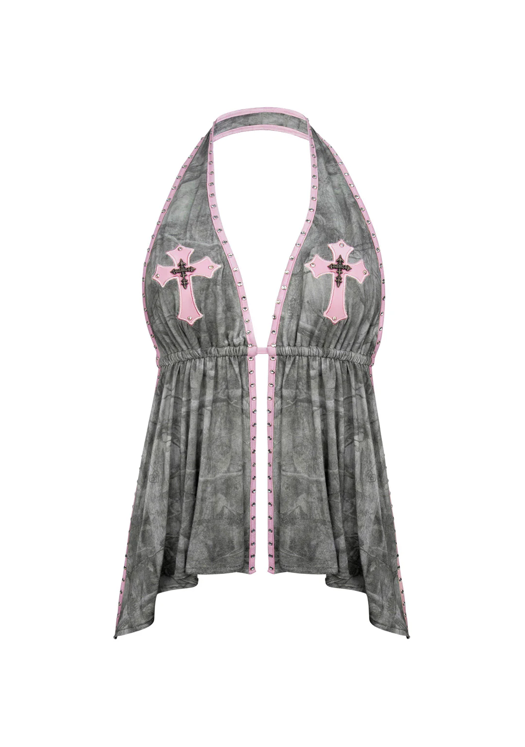 SPOILT BACKLESS HALTERNECK TOP TREE CAMO